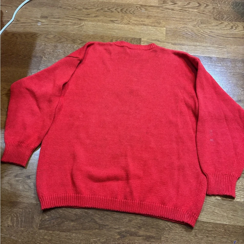 Vintage Red Geometric Knit Sweater | Oversized Retro Pattern | XL - Picture 8 of 11
